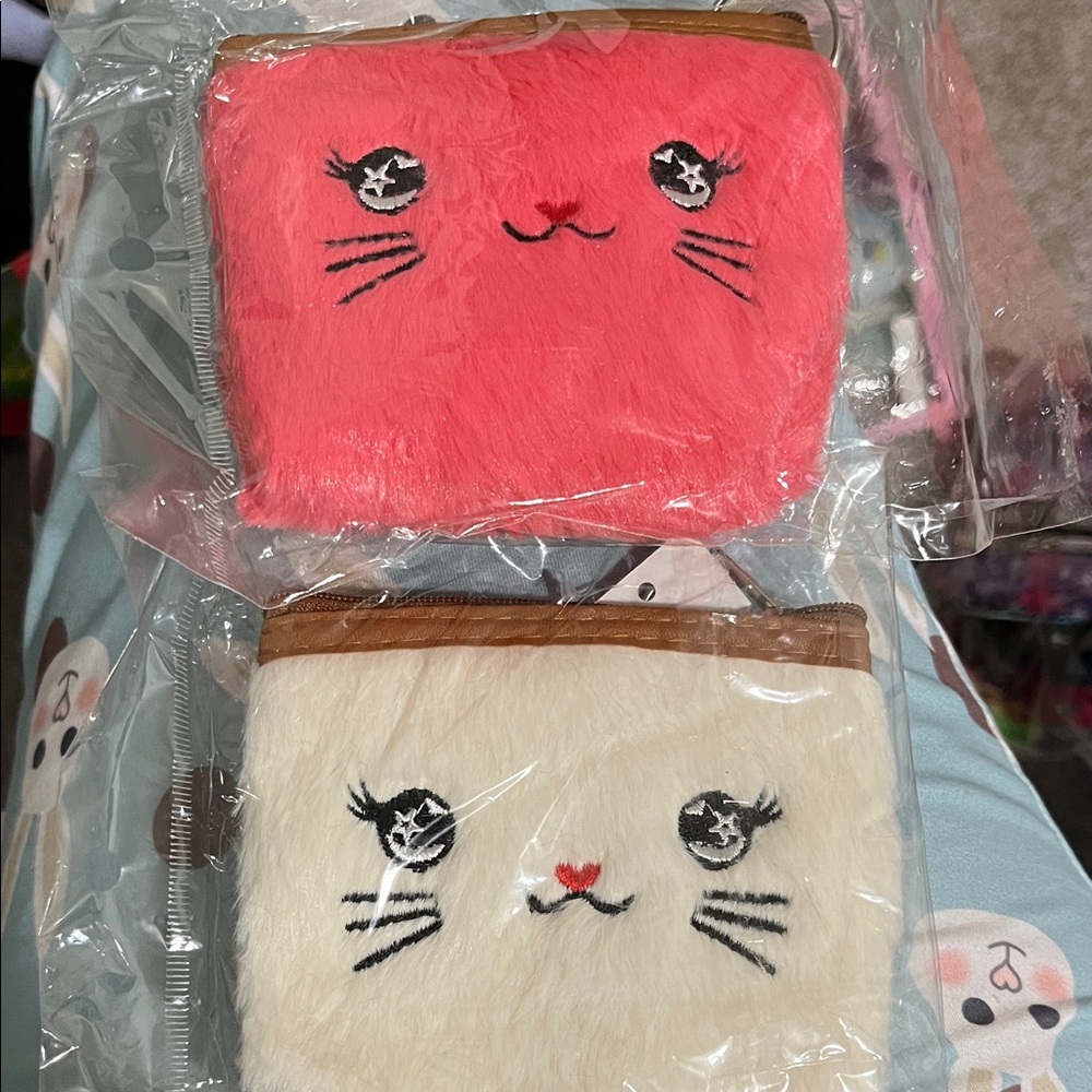 Cute Furry Cat Face Pouches